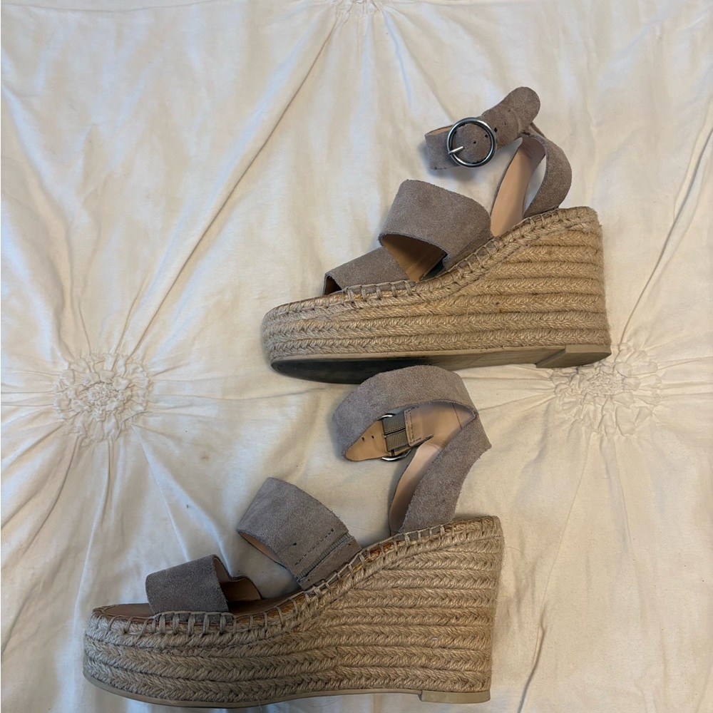 Dolce Vita Taupe Suede Espadrille Wedge Sandals